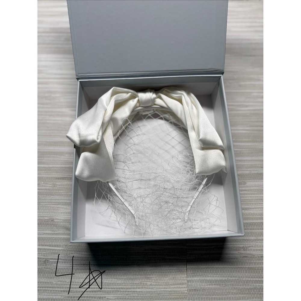 Kristiness Hair The Veil Headband Bright White Bridal Birdcage Veil NIB - Picture 3 of 6